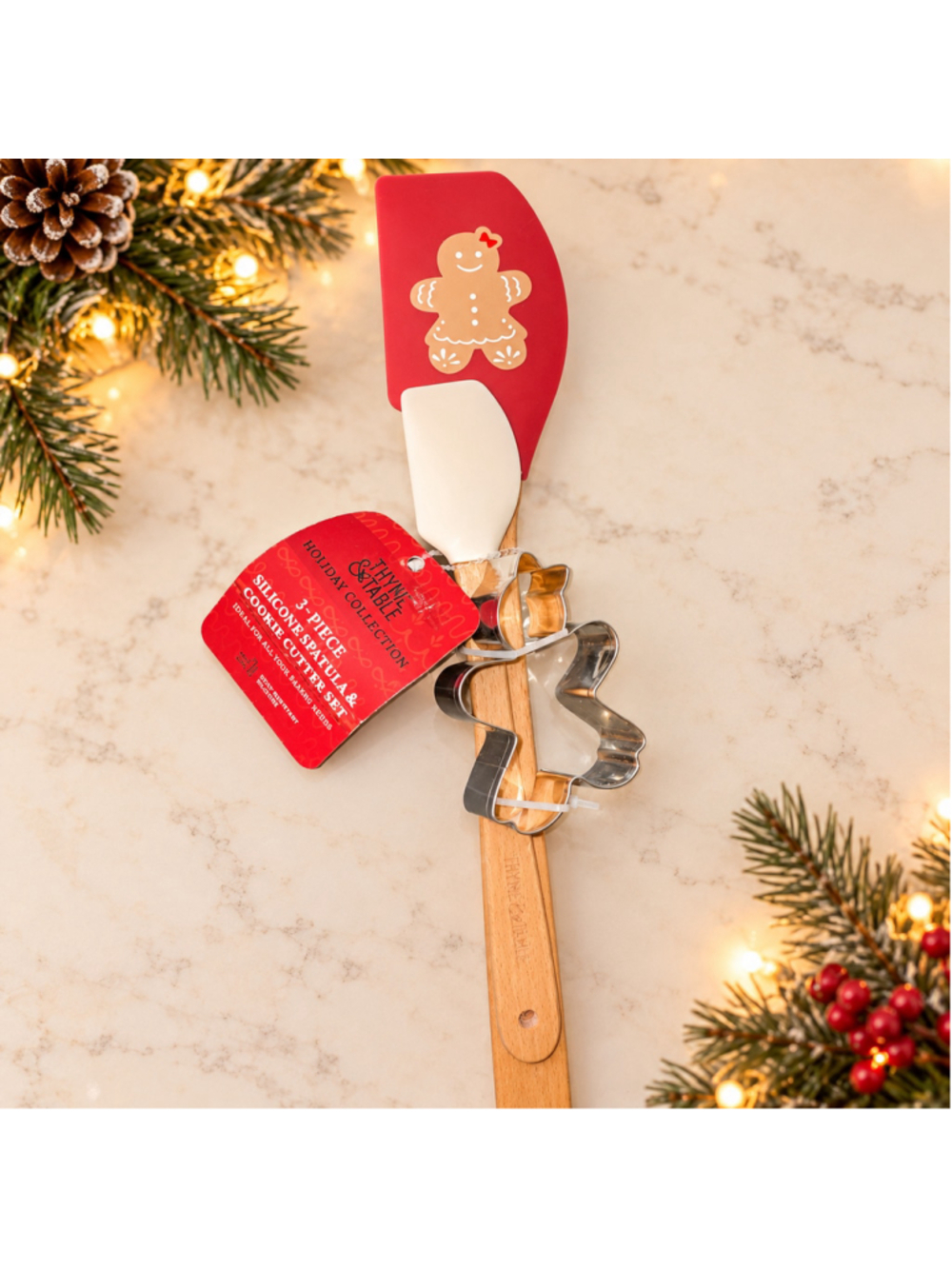 Thyme & Table Gingerbread Christmas Spatula Cookie Cutter Set 3 Piece